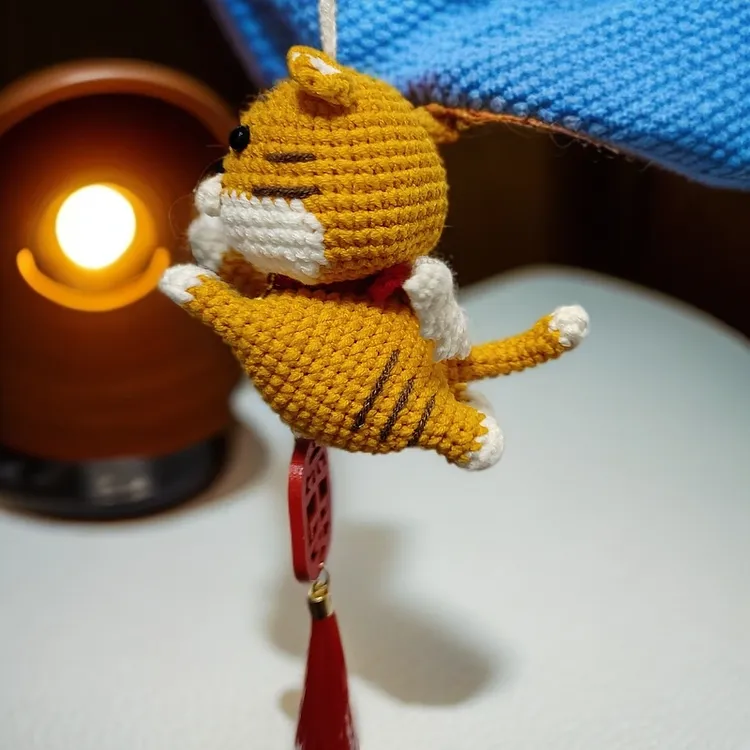 手工编织虎年汽车挂件如虎添翼平安符车载高档吊饰吊坠爱车挂饰软