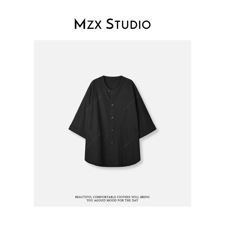 MZX 秋季纯色纽扣休闲短袖衬衫 SY8759-P