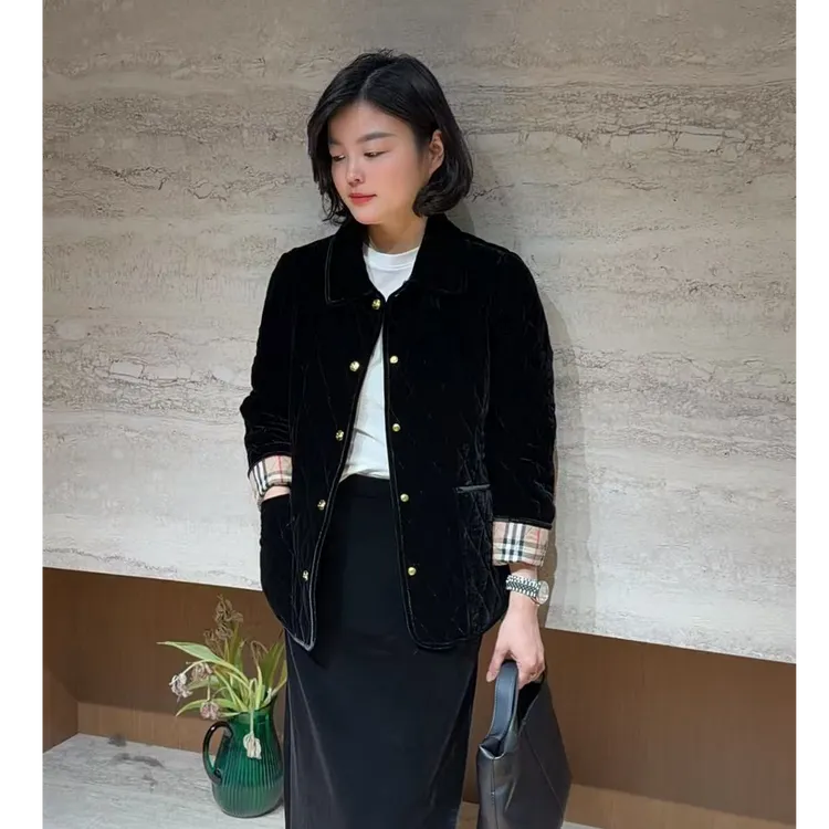 TANTAN 气质时尚百搭秋冬短款丝绒外套3442