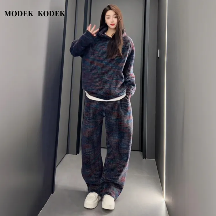 MODEK KODEK高级感潮牌男连帽卫衣冬季新款加绒休闲长裤时尚套装
