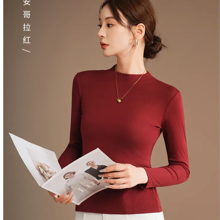 时尚简约春秋打底衫时尚百搭舒适内搭长袖弹力修身面膜打底衣6522