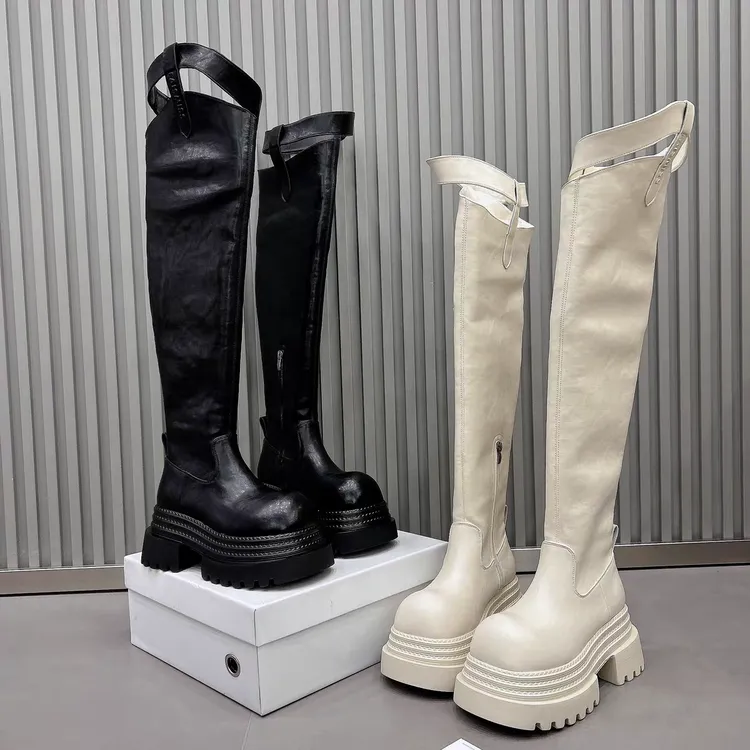 【8厘米】时装靴瘦筒版靴子骑士厚底不过膝女鞋加绒英伦风百搭