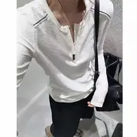【艺术生】半拉链圆领弹力显瘦上衣.