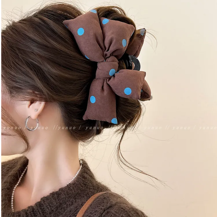 韩系气质充棉蝴蝶结大号发夹女2025新款高端抓夹后脑勺鲨鱼夹头饰