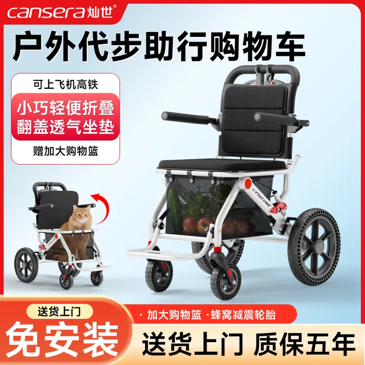 灿世老年人儿童户外旅游代步车购物车椅小型可折叠轻便家用手推车