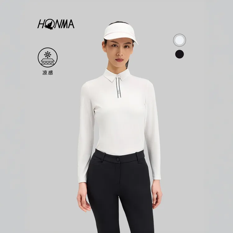 HONMA高尔夫新款女士长袖polo撞色设计简约时尚百搭HWMC705R553