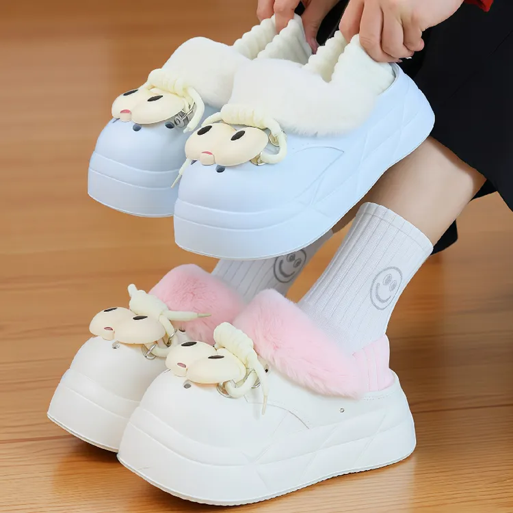 踩屎感棉鞋女士冬季2025新款室内家居防滑厚底保暖毛绒防水棉拖
