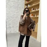 【唐悠悠mgdm】全羊毛草草马甲女2025秋冬外搭坎肩宽松V领短外套