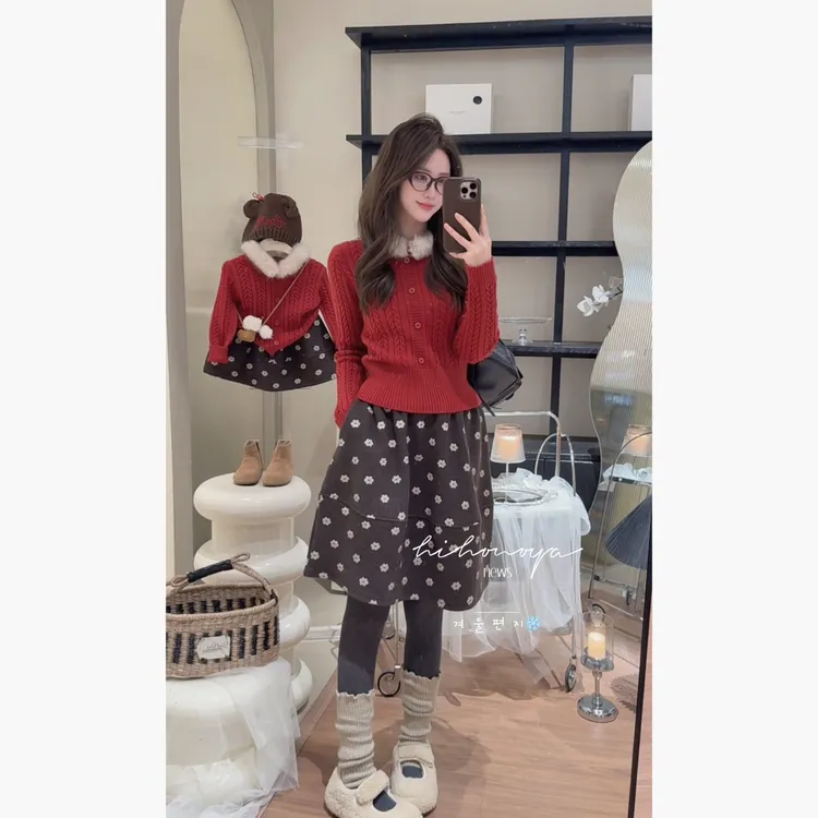 Q【雪沫朗姆】二Hihoniya~2025冬季亲子立体绞花针织环保复古毛衣