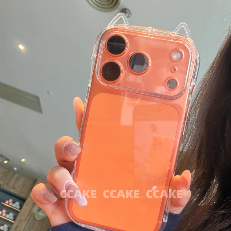 透明猫耳朵适用于苹果17promax手机壳iPhone16plus/15保护套软胶
