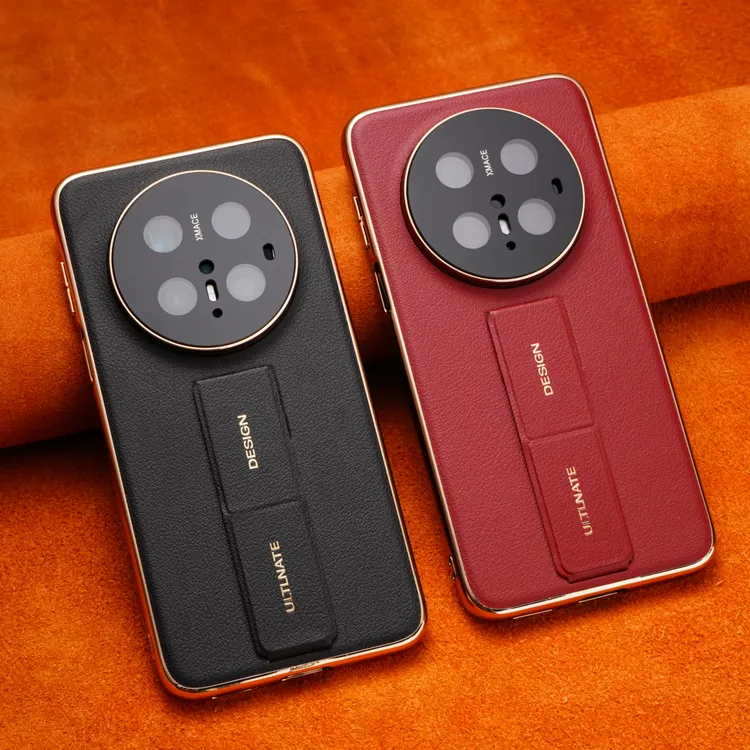 适用华为Mate70Pro+腕带支架电镀手机壳高档皮纹商务Mate60RS防摔