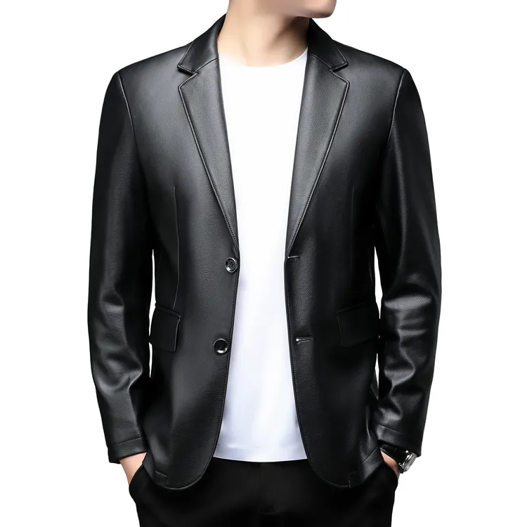 2025春秋新款男士高档皮西服皮衣外套