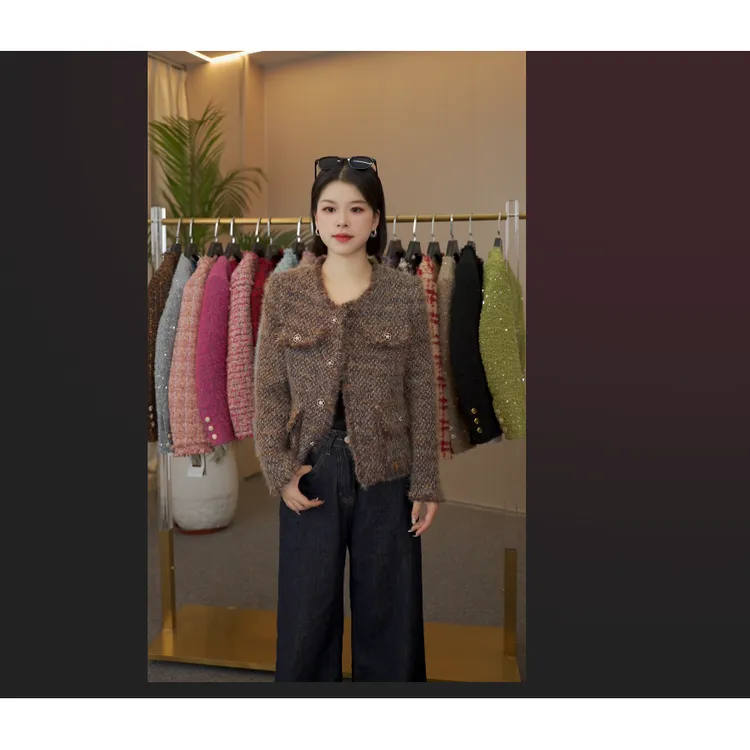 【巧克力+90白鹅绒】MSSY美舒尚衣、小香风复古重工秋冬外套90027