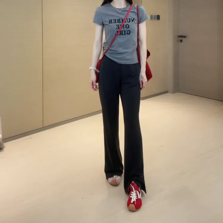 2025夏季新款百搭T恤+高腰珠地阔腿显瘦休闲裤LK2502697