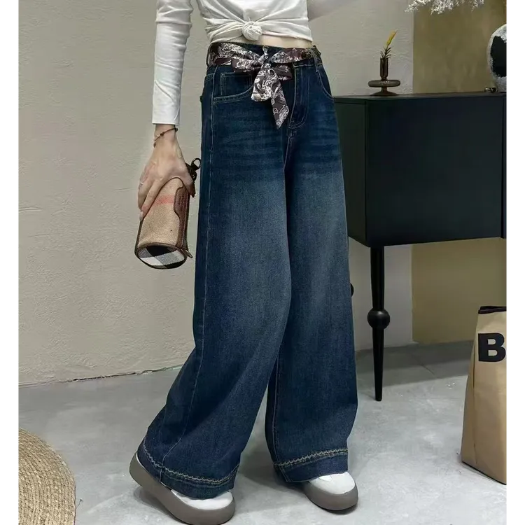 小施家韩版设计款显瘦显高自留富婆牛仔裤6289