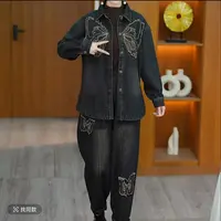 765-时尚套装梦幻风法式休闲秋款民族风时尚长袖牛仔