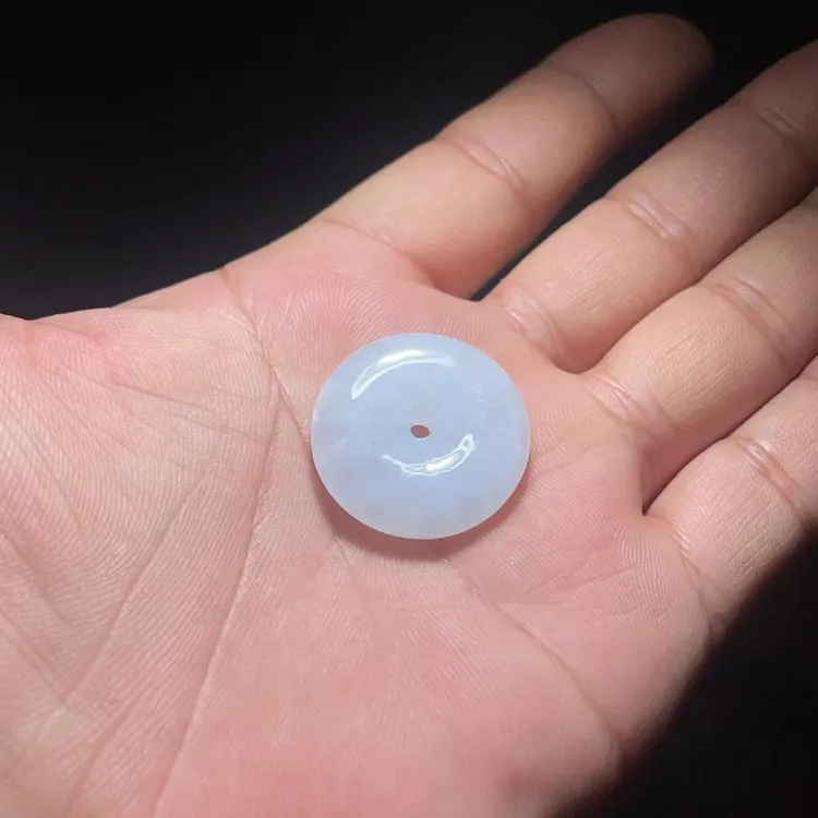 天然缅甸A货水润冰胶质感白月光平安扣