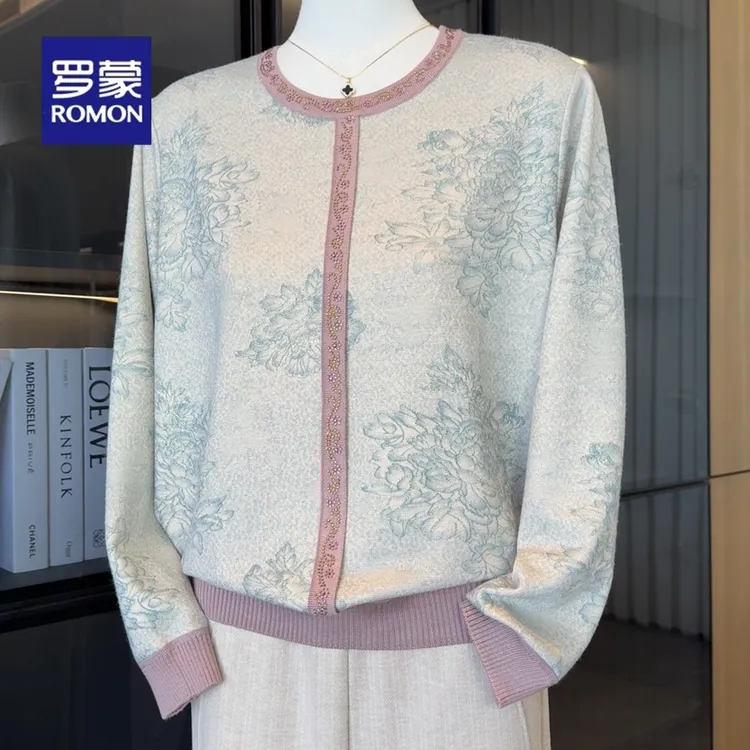 罗蒙时尚妈妈秋装针织衫T恤2025新款洋气老太太打底衫中老年