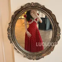 【现货】LUOLUOZ【火烧暮云】气质撞色下摆百褶设计长款连衣裙JF711
