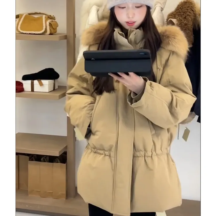 MARIE.COCO韩系设计感毛领收腰中长款气质外套秋冬保暖松弛感穿搭