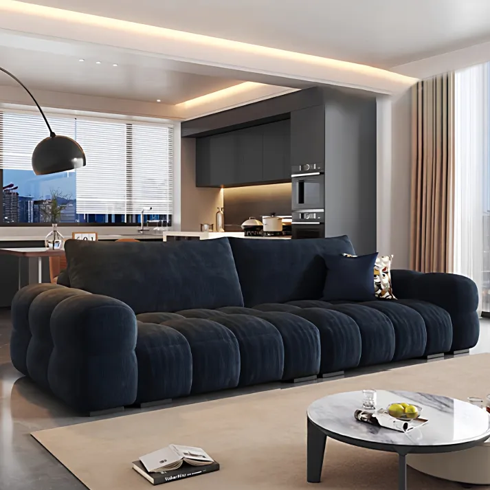 小户型沙发客厅家用2025新款茶楼卡座雪尼尔出租房民宿卧室奶油风