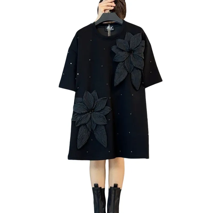 大维罗依YDD欧货立体大花朵钉珠洋气遮肉大衫