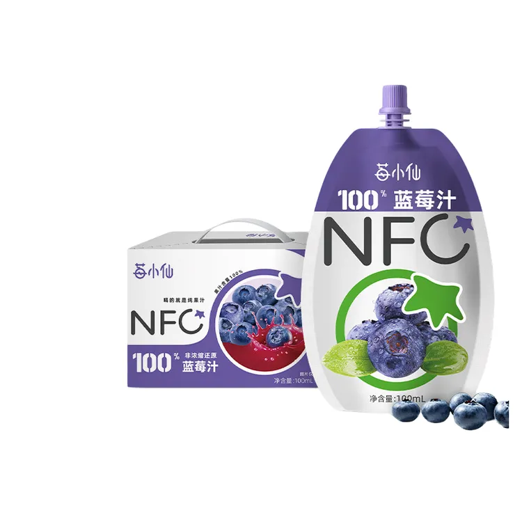 莓小仙100％NFC纯蓝莓汁非浓缩还原榨取蓝莓果汁100ml*10袋/箱