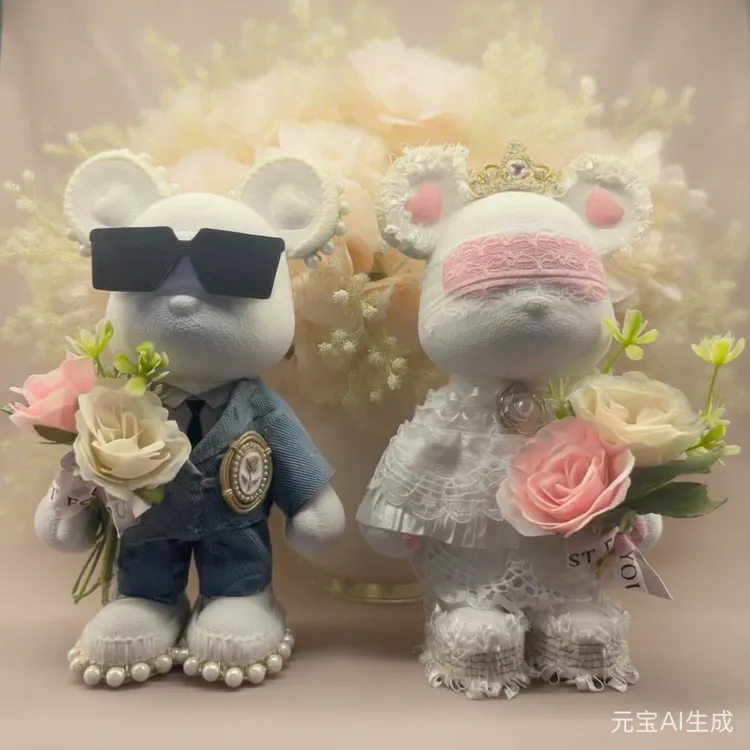 22cm潮玩装饰婚礼摆件创意手工手工结婚情侣婚庆卧室