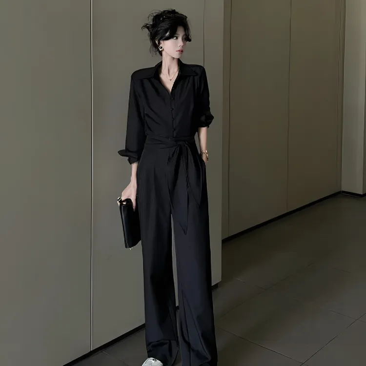 秋季高级感小众时尚气质轻奢女装套装高腰显瘦直筒裤裤子两件套装