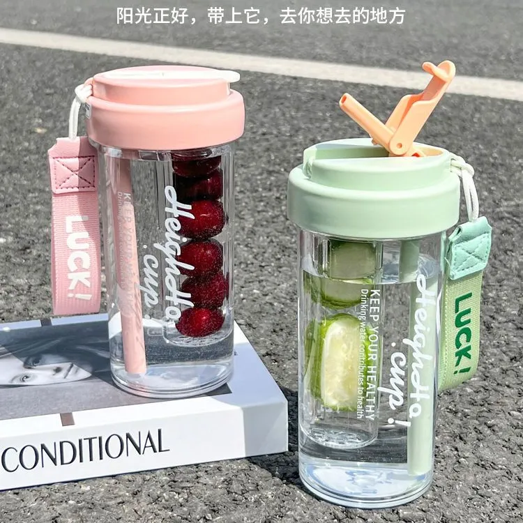 双饮吸管杯水杯网红健身大容量学生耐高温密封双饮吸管杯水杯网红