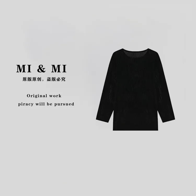 【米米私服】夏季休闲镂空打底衫圆领简约上衣 2502-231