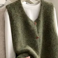 M3485 两粒扣V领马甲 花纱通勤叠穿背心无袖女