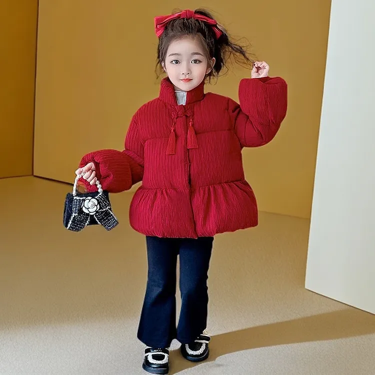 女童棉服外套秋冬加绒加厚2025新款儿童新中式国风女孩冬季拜年服