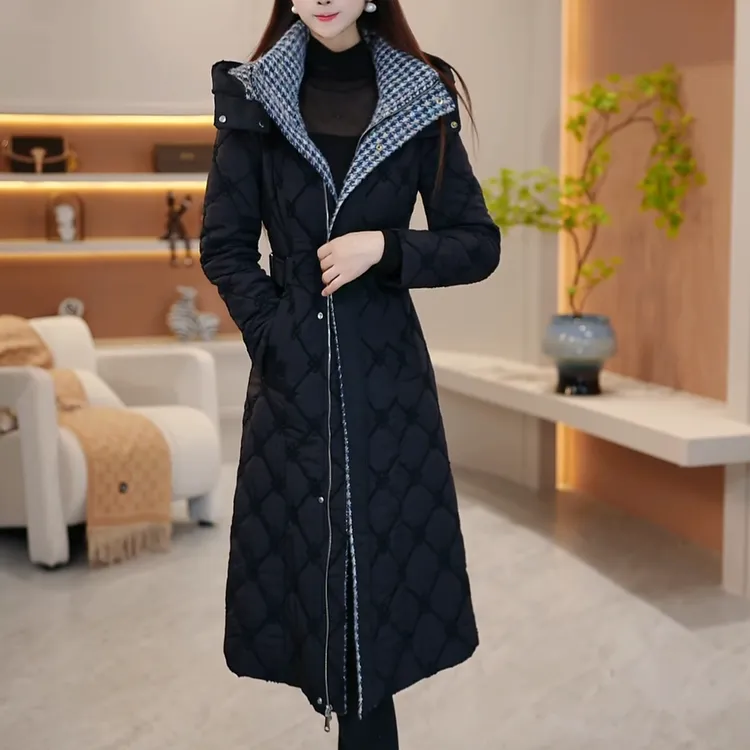 单件夹棉大衣时尚洋气百搭优雅夹棉修身收腰显瘦秋冬新款