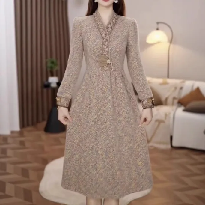 【铭悦定制】X700#秋冬显瘦减龄新款连衣裙蕾丝