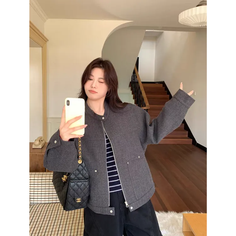 【NAZ瑶瑶微胖大码定制】精品毛呢简约好穿休闲夹克外套