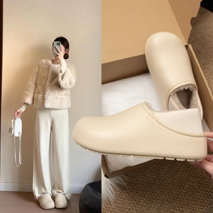 如沐丽抗菌勃肯包跟居家防水防滑加绒加厚棉拖鞋女款2025新款爆款