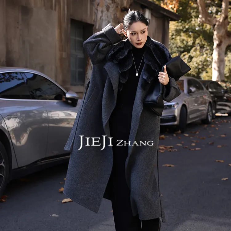 【JIEJI ZHANG】羊毛羊驼天丝秋冬高级定制时尚百搭大衣351354