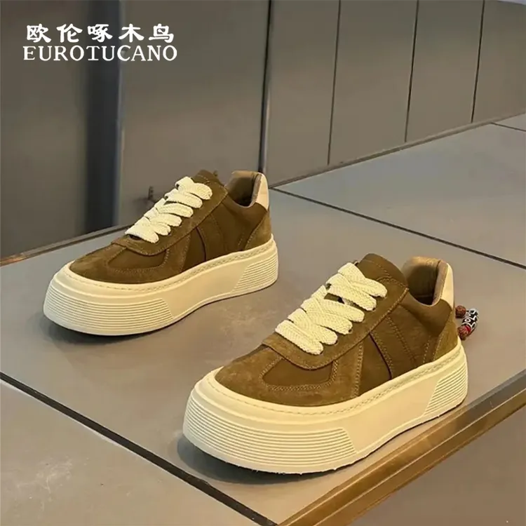 欧伦啄木鸟EUROTUCANO男鞋新款板鞋百搭旅游鞋厚底增高时尚休闲鞋