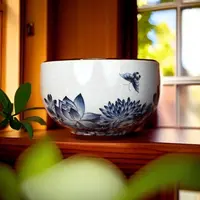 高端茶具蓝莲花铜钱底主人杯