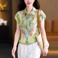 202夏季新款印花短款小衫时尚百搭碎花衬衫洋气女上衣2830长50