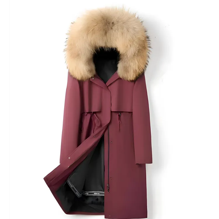 秀业发【加长内胆升级兔毛袖】秋冬款貉子毛领保暖长毛兔毛派克服