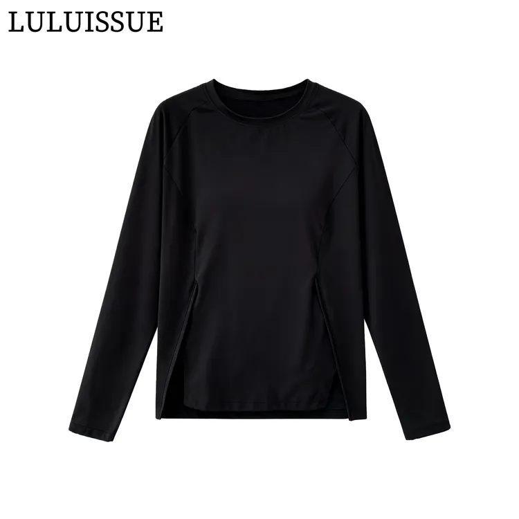 LULUISSUE透气速干运动T恤女宽松长袖跑步上衣锻炼衣服秋冬瑜伽服