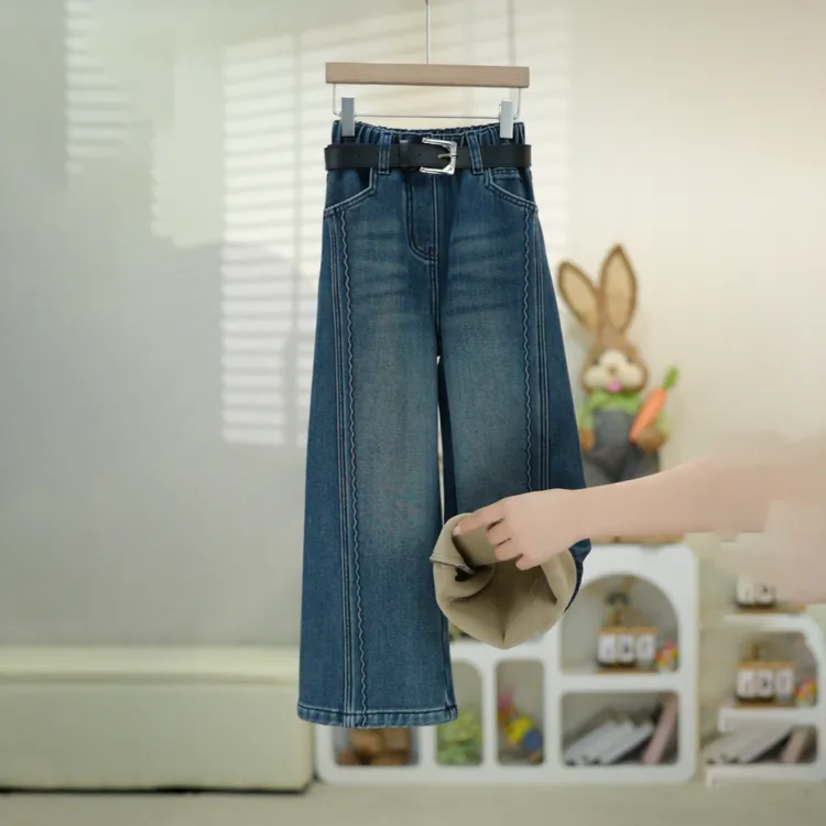 【有弹性，高品质】女童加绒牛仔裤秋冬加绒加厚中大童