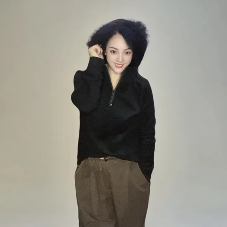 连帽欧美风德绒拼接拉链卫衣百搭休闲修身韩版