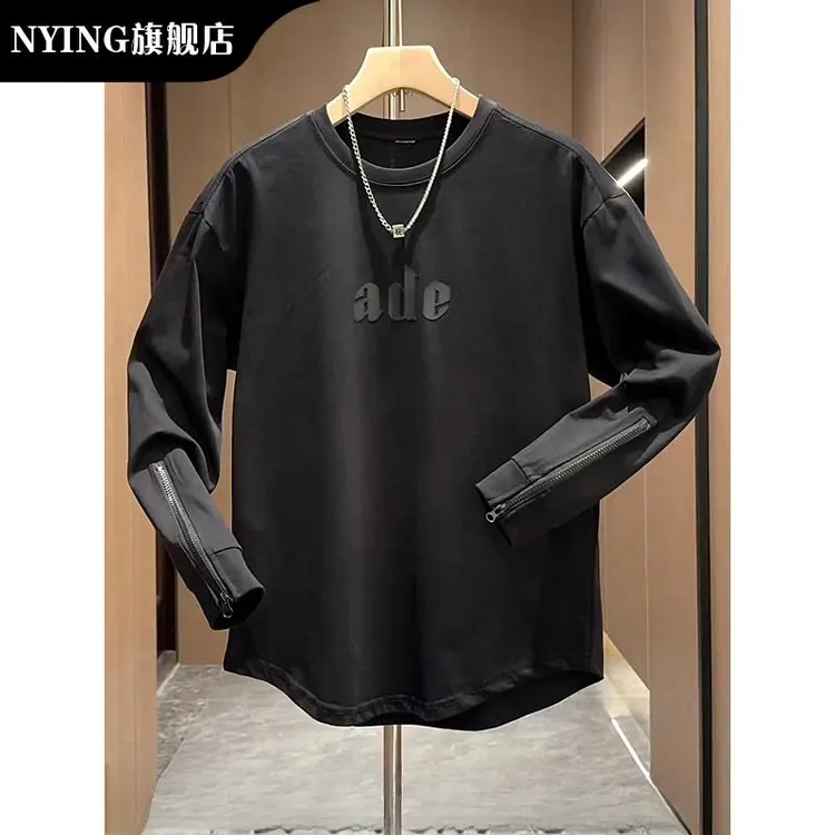 NYING春季和秋季新款trbottom字母时尚圆领运动衫男士高底宽松休