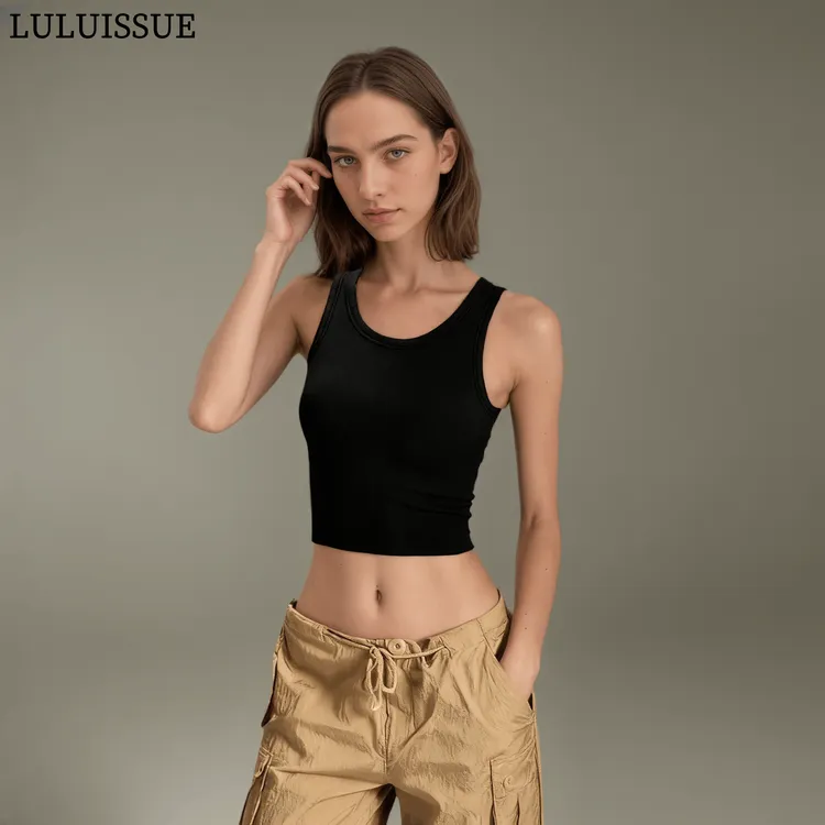 LULUISSUE一体织运动内衣女固定杯瑜伽普拉提训练跑步健身短袖