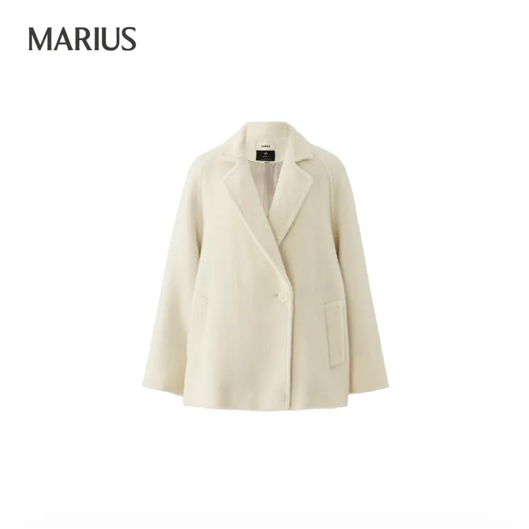 MARIUS | "泡芙大衣"意大利TEXCO羊驼毛简约一粒扣翻领短大衣