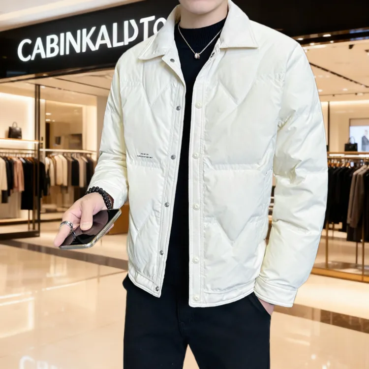 ck正品轻薄羽绒服男士冬季轻薄短款保暖翻领外套高端时尚潮流冬装
