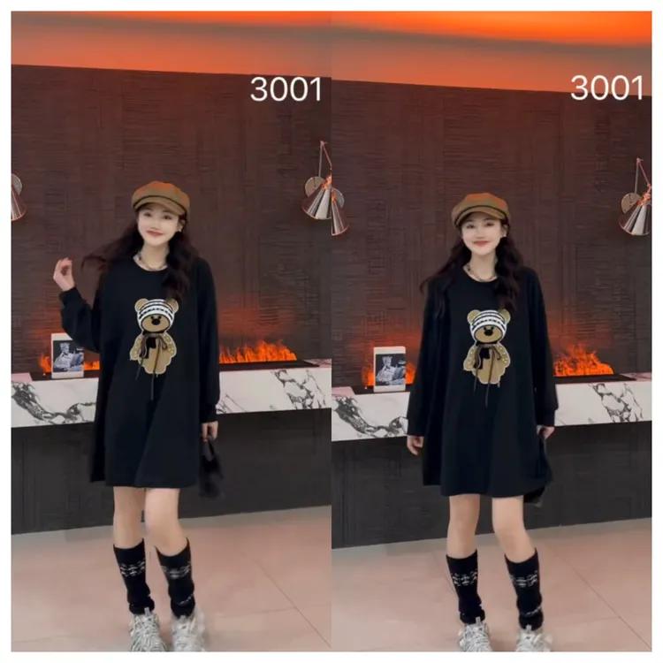 3001卡通小熊显瘦百搭大衫